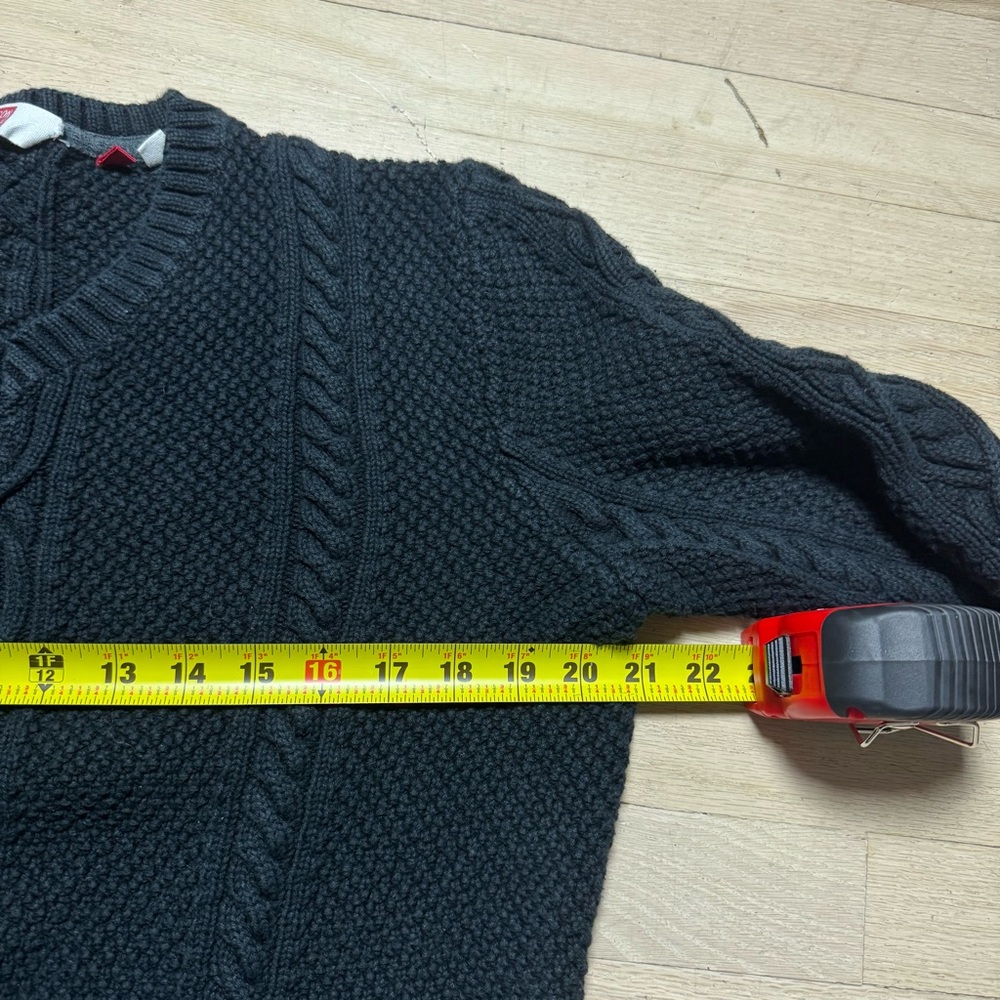 Hudson North Cable Knit V-Neck Sweater XL Gray Cotton - Picture 6 of 8